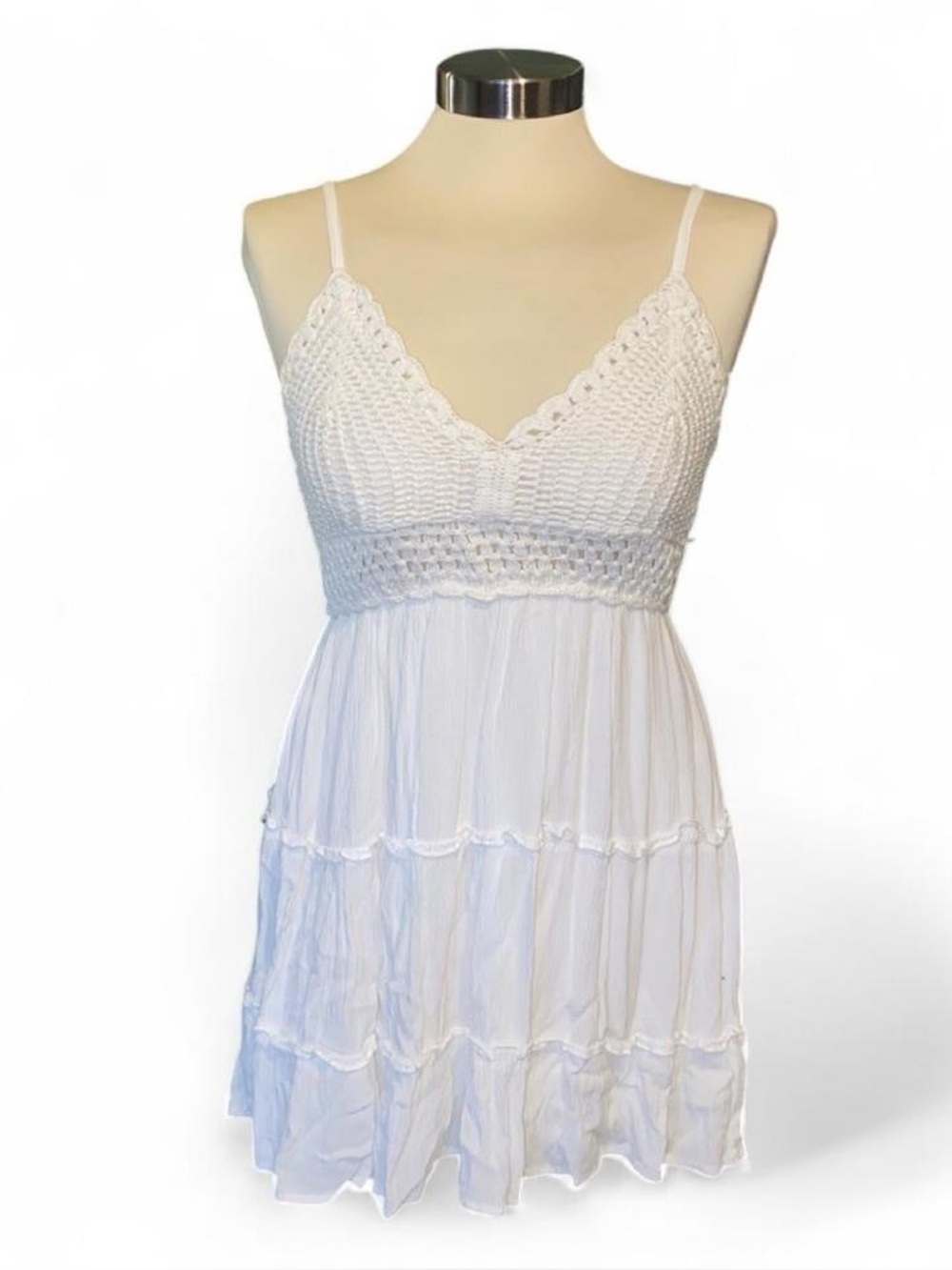 Charlotte Russe White Babydoll Crochet Mini Dress